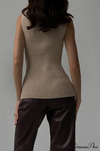 Turtleneck Ribbed Sleeveless Knit Sweater image 21
