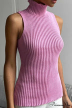 Turtleneck Ribbed Sleeveless Knit Sweater image 10