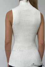 Turtleneck Ribbed Sleeveless Knit Sweater image 4
