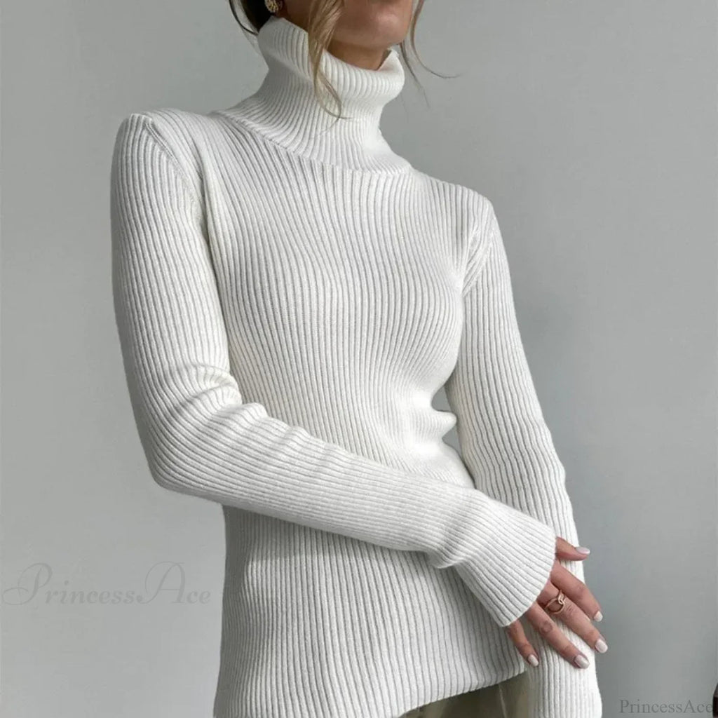Turtleneck Slim Pullover Long Sleeve Sweater image 3