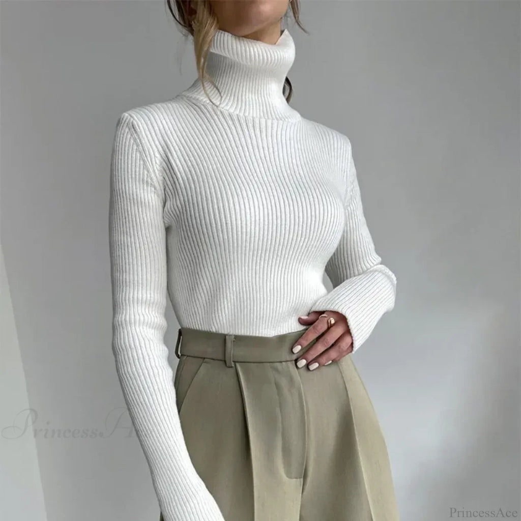 Turtleneck Slim Pullover Long Sleeve Sweater image 2