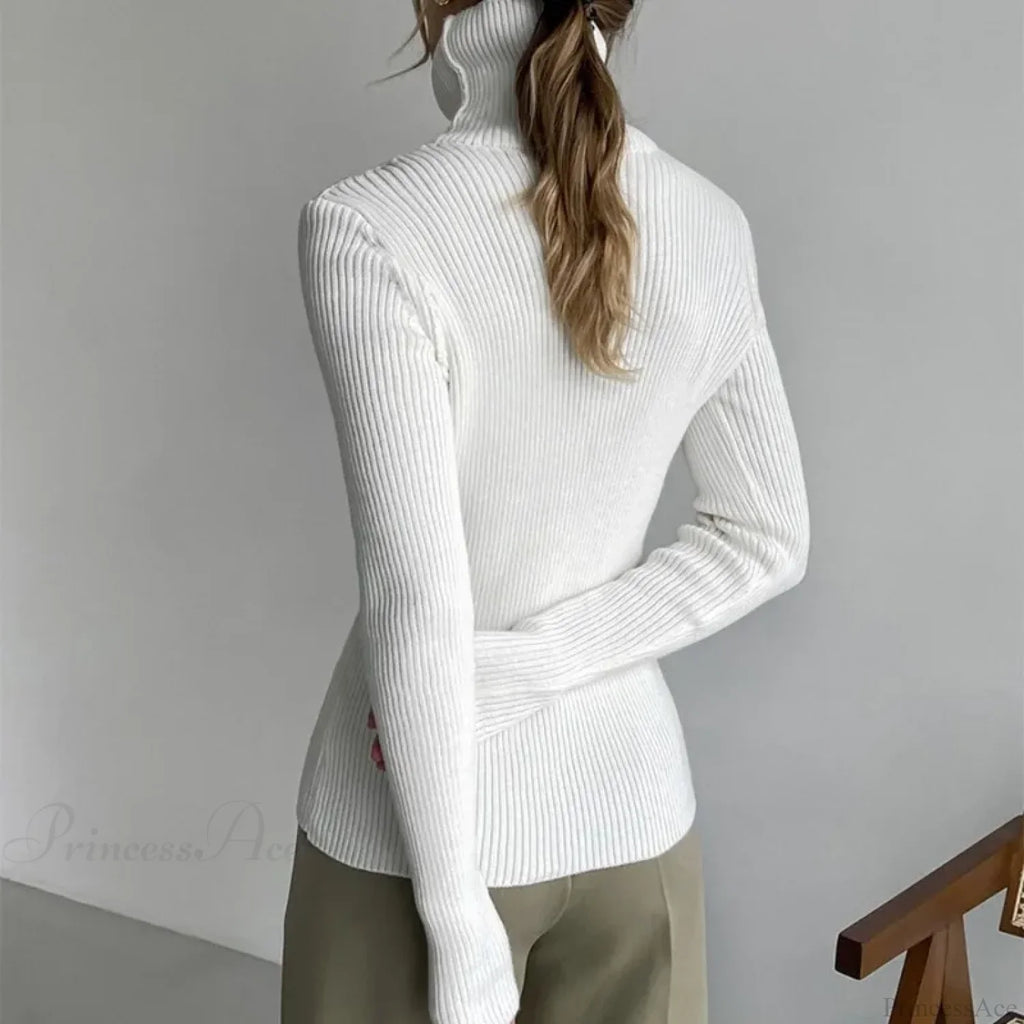 Turtleneck Slim Pullover Long Sleeve Sweater image 4