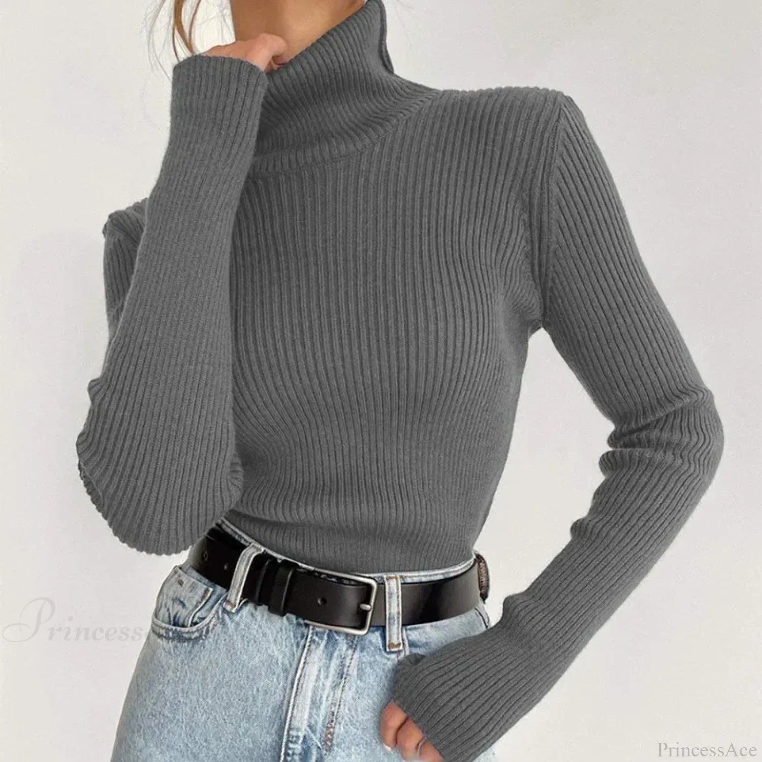 Turtleneck Slim Pullover Long Sleeve Sweater image 6