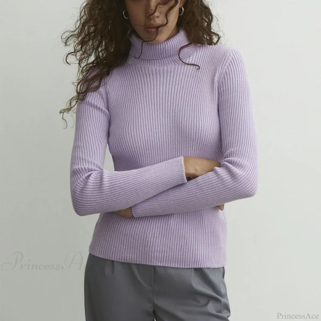 Turtleneck Slim Pullover Long Sleeve Sweater image 8