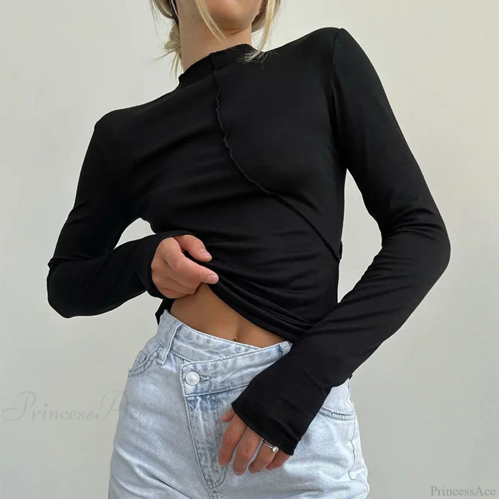 Turtleneck Y2K Long Sleeve Casual Slim Fit Knit Top image 7