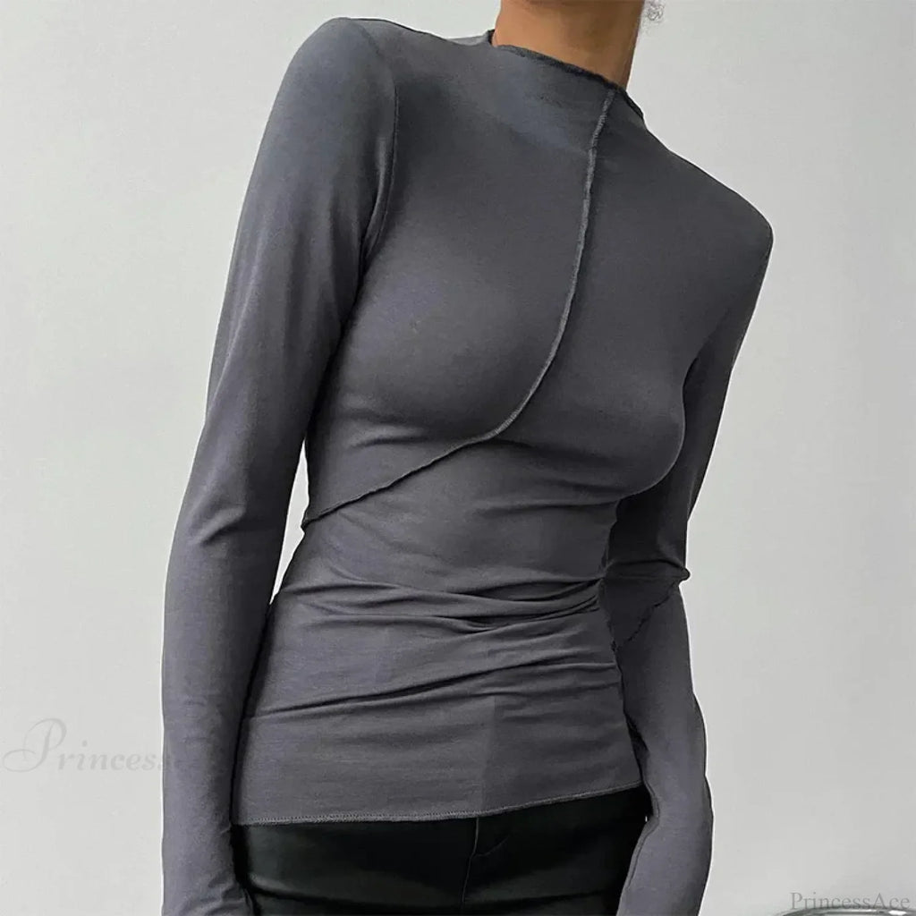 Turtleneck Y2K Long Sleeve Casual Slim Fit Knit Top image 10