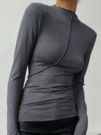 Turtleneck Y2K Long Sleeve Casual Slim Fit Knit Top image 4