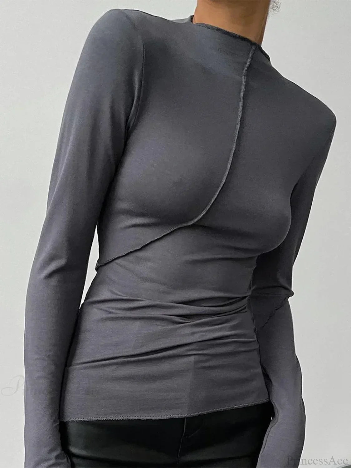 Turtleneck Y2K Long Sleeve Casual Slim Fit Knit Top image 4