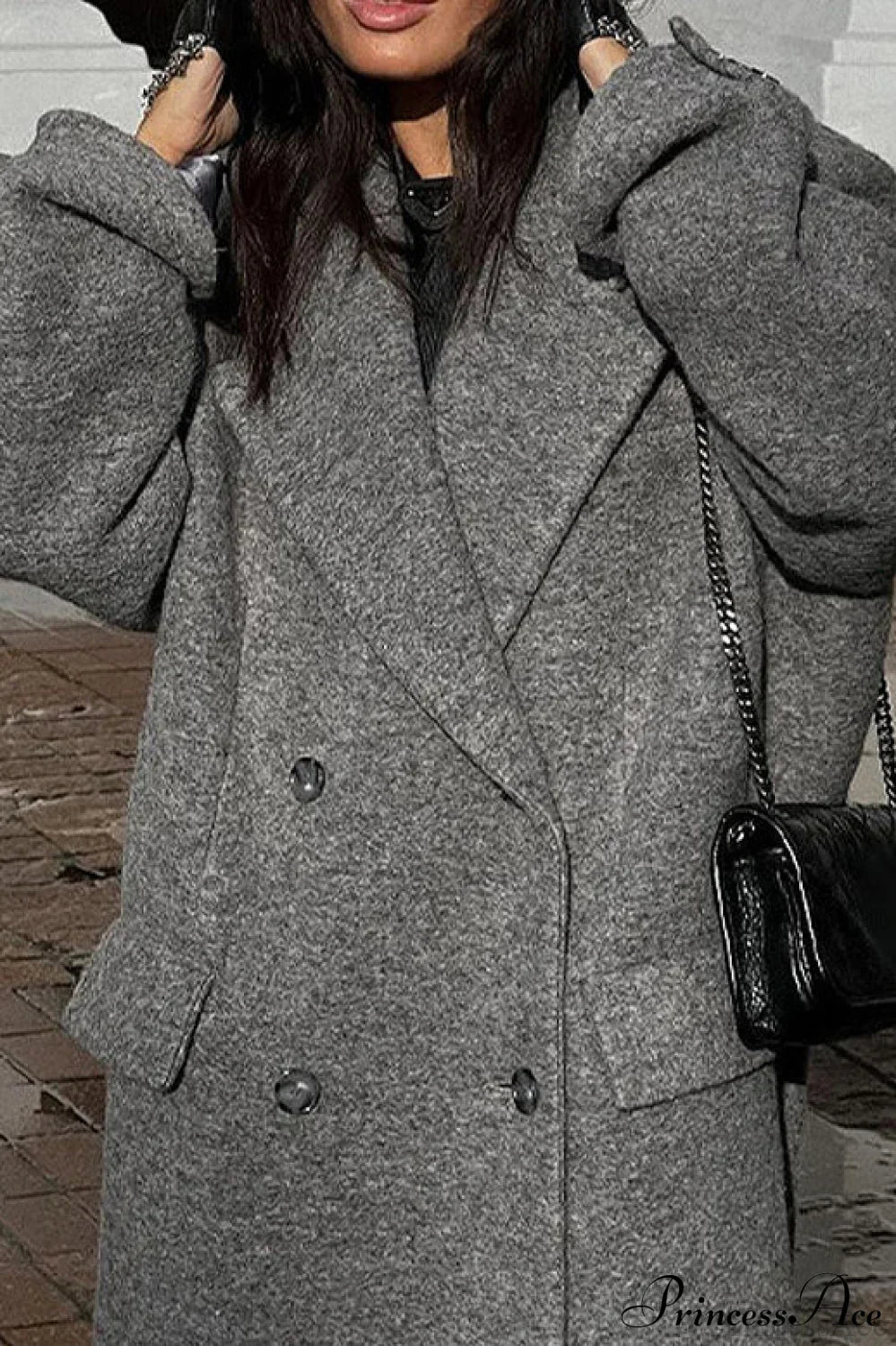 Tweed Collared Single Breasted Chic Overcoat image 3