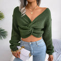Twist Front V Neck Crop Sweater image 5