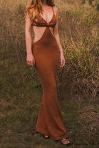 Twisted-front Backless Knit Cami Dress with Cutout image 8