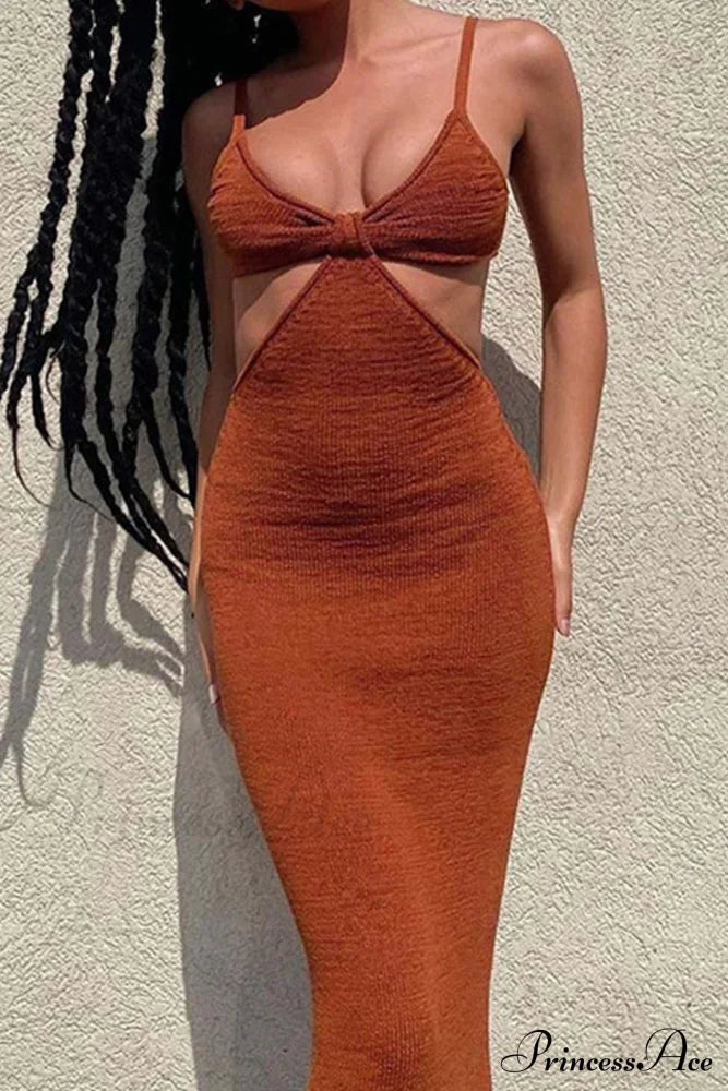 Twisted-front Backless Knit Cami Dress with Cutout image 6