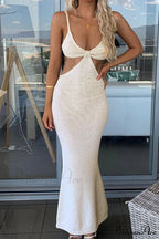 Twisted-front Backless Knit Cami Dress with Cutout image 4