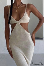 Twisted-front Backless Knit Cami Dress with Cutout image 5