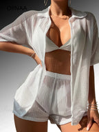 Two-Piece Hollow Out Bikini Cover Up Set image 1