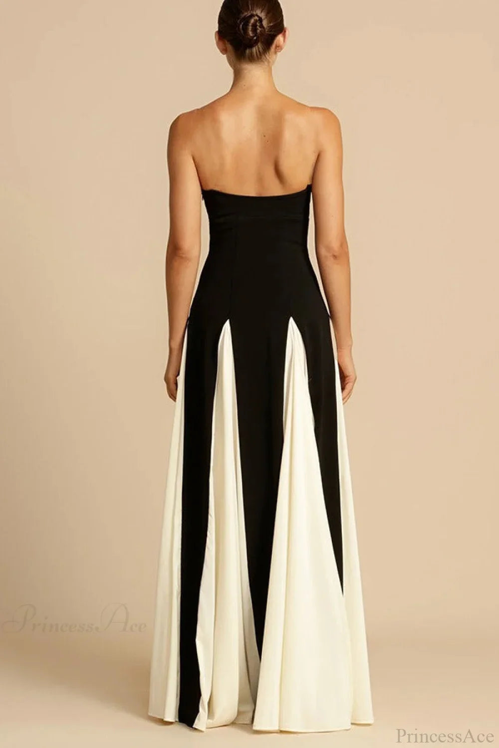 Two-Tone Paneled Tulle Strapless Evening Dress image 4