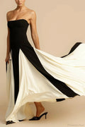 Two-Tone Paneled Tulle Strapless Evening Dress image 2