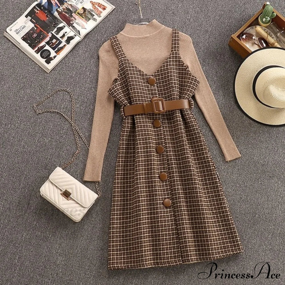 Two Winter Knee-Length vestidos Autumn plus party Women Fashion Elegant wool Piece belt Gown Valentine's for With Dresses size Streetwear Gown Sweater Day image 6