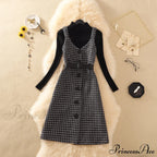 Two Winter Knee-Length vestidos Autumn plus party Women Fashion Elegant wool Piece belt Gown Valentine's for With Dresses size Streetwear Gown Sweater Day image 3