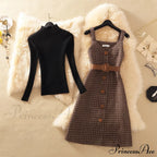 Two Winter Knee-Length vestidos Autumn plus party Women Fashion Elegant wool Piece belt Gown Valentine's for With Dresses size Streetwear Gown Sweater Day image 1