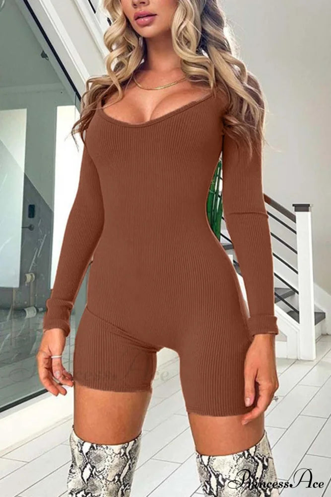 U Neck Bodycon Rompers - Long Sleeve image 10