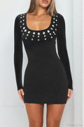 U Neck Long Sleeve Hot Fitted Mini Dress image 1