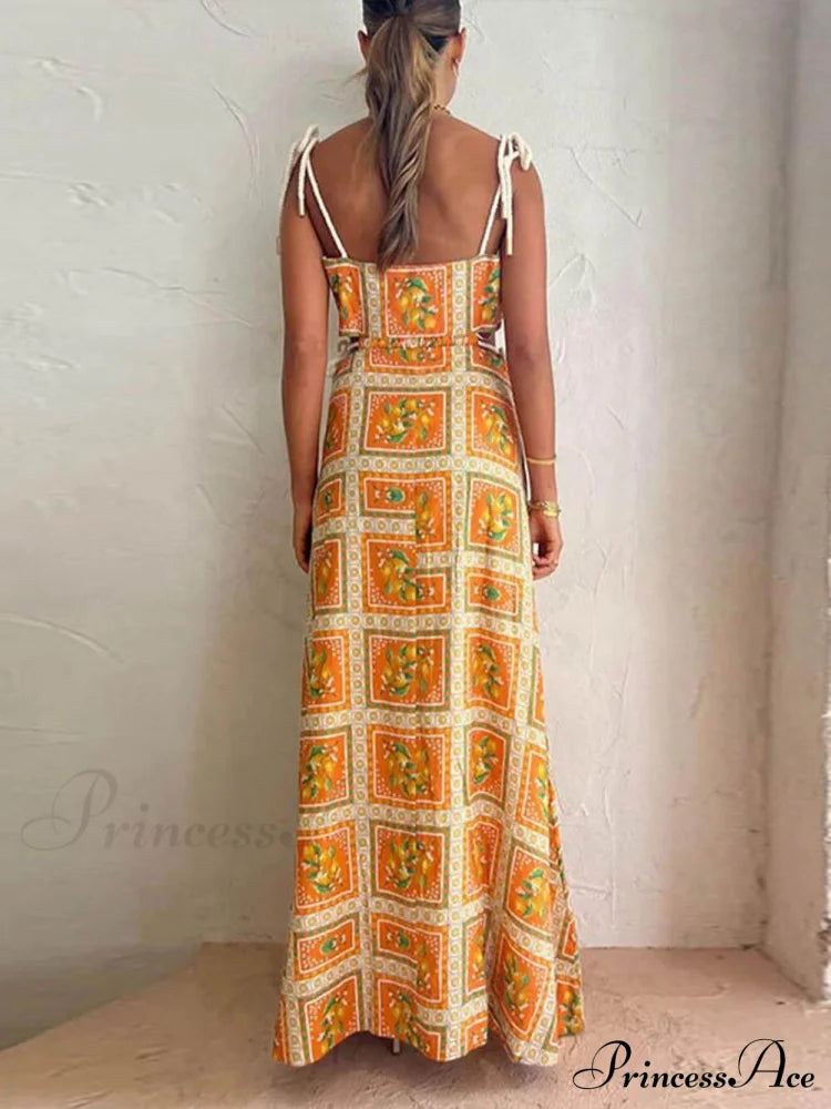 Unique Lemon Stylish Print Strappy Dress image 3