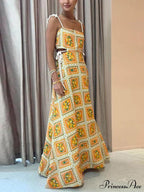 Unique Lemon Stylish Print Strappy Dress image 2