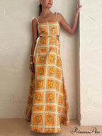 Unique Lemon Stylish Print Strappy Dress image 1