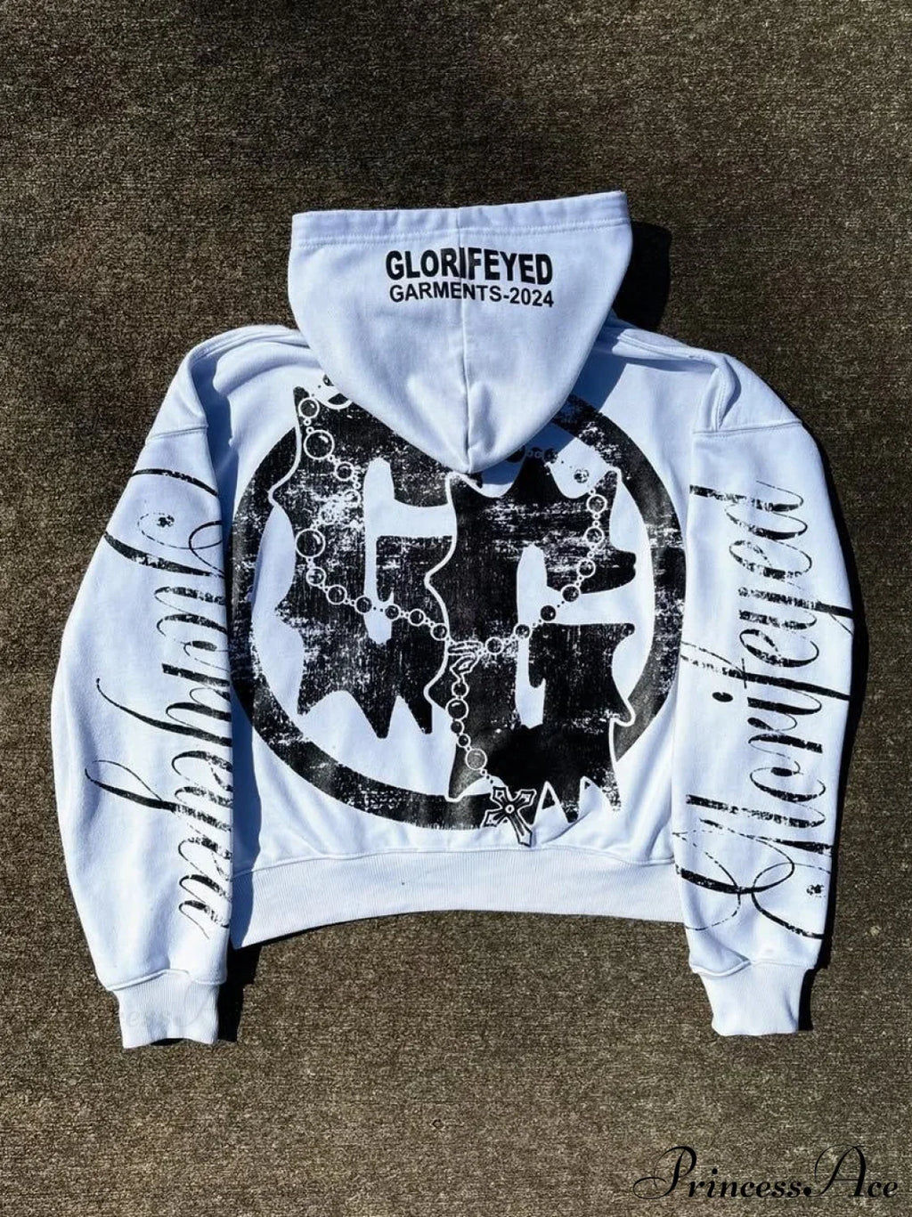 Unique Letter Print Retro Street Zip Hoodie image 5