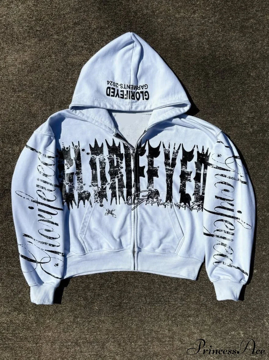 Unique Letter Print Retro Street Zip Hoodie image 4