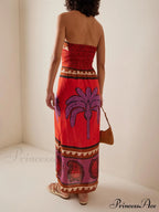 Unique Palm Tree Charming Floral Off-Shoulder Midi Dress image 5
