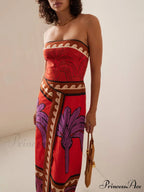 Unique Palm Tree Charming Floral Off-Shoulder Midi Dress image 2