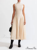 Unique Pleated Paneled Charming Sleeveless Midi Dress image 1
