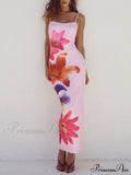 Unique Violet Floral Charming Print Strap Midi Dress image 1