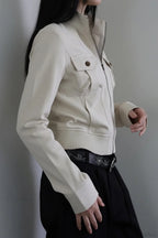 Utility Solid Color Pocket Stand Collar Waist Cinched Jacket image 2