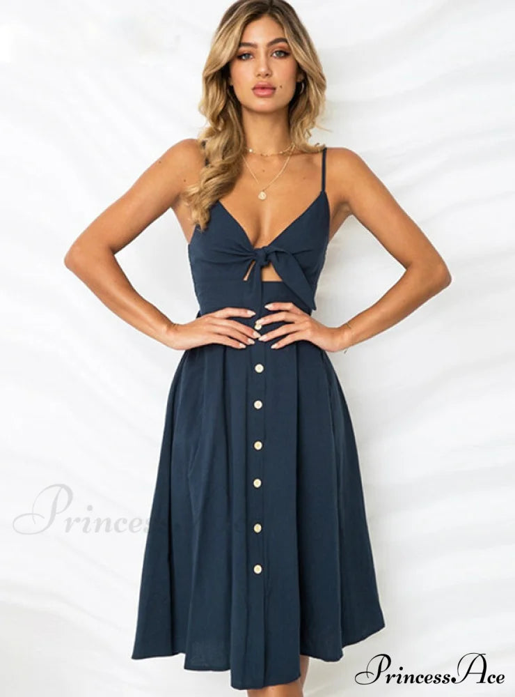 V Backless Midi Length Tunic Beach Dress image 1