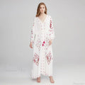 V Collar Embroidery Oversized Casual Cotton Boho Dress image 5