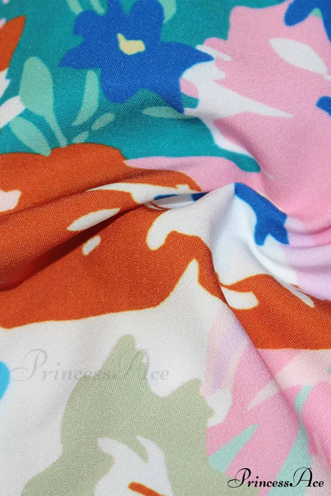 V Design Puff Neck Flowered Arm Shirt image 4