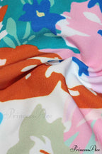 V Design Puff Neck Flowered Arm Shirt image 4