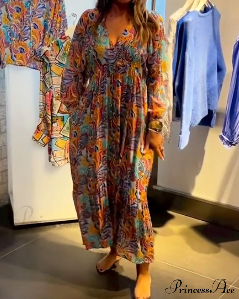 V neck A-Line Maxi Dress image 3