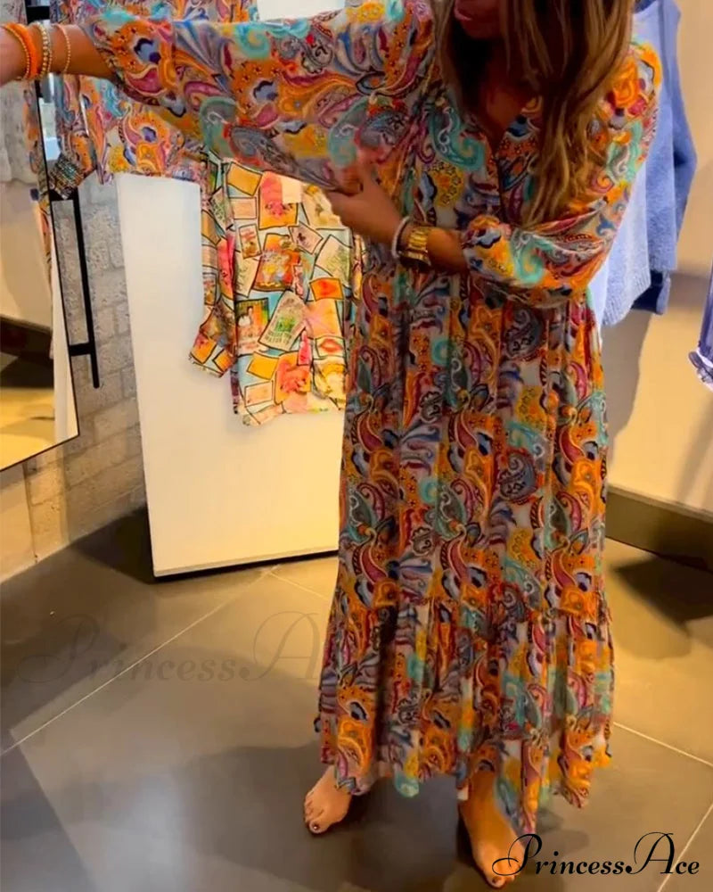 V neck A-Line Maxi Dress image 1