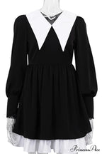 V Neck Babydoll Dress in Solid Color image 4