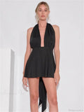 V-Neck Backless Bandage Mini Dress image 7
