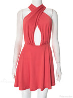 V-Neck Backless Bandage Mini Dress image 6