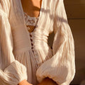 V Neck Button Down Maxi Dress image 1