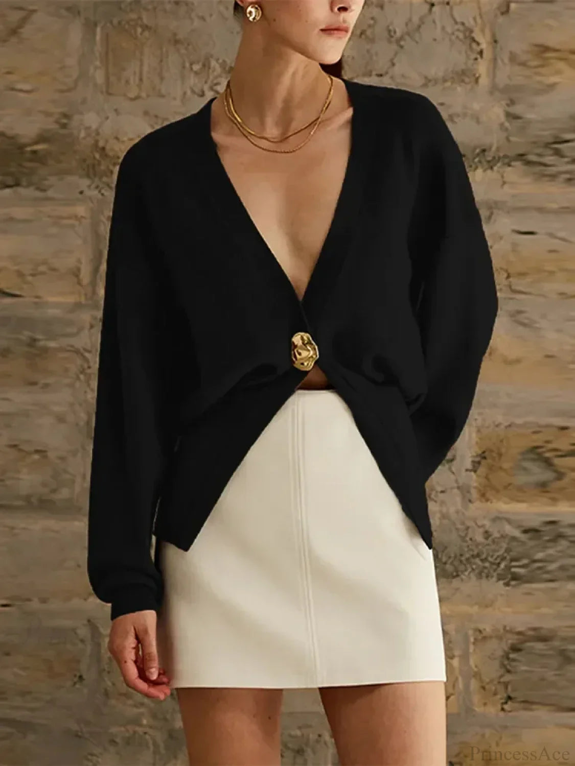 V-neck Button Slim Fit Cardigan image 3
