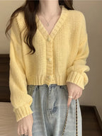 V-neck Button-Up Knit Cardigan image 6