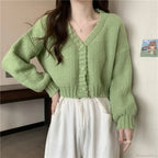 V-neck Button-Up Knit Cardigan image 7