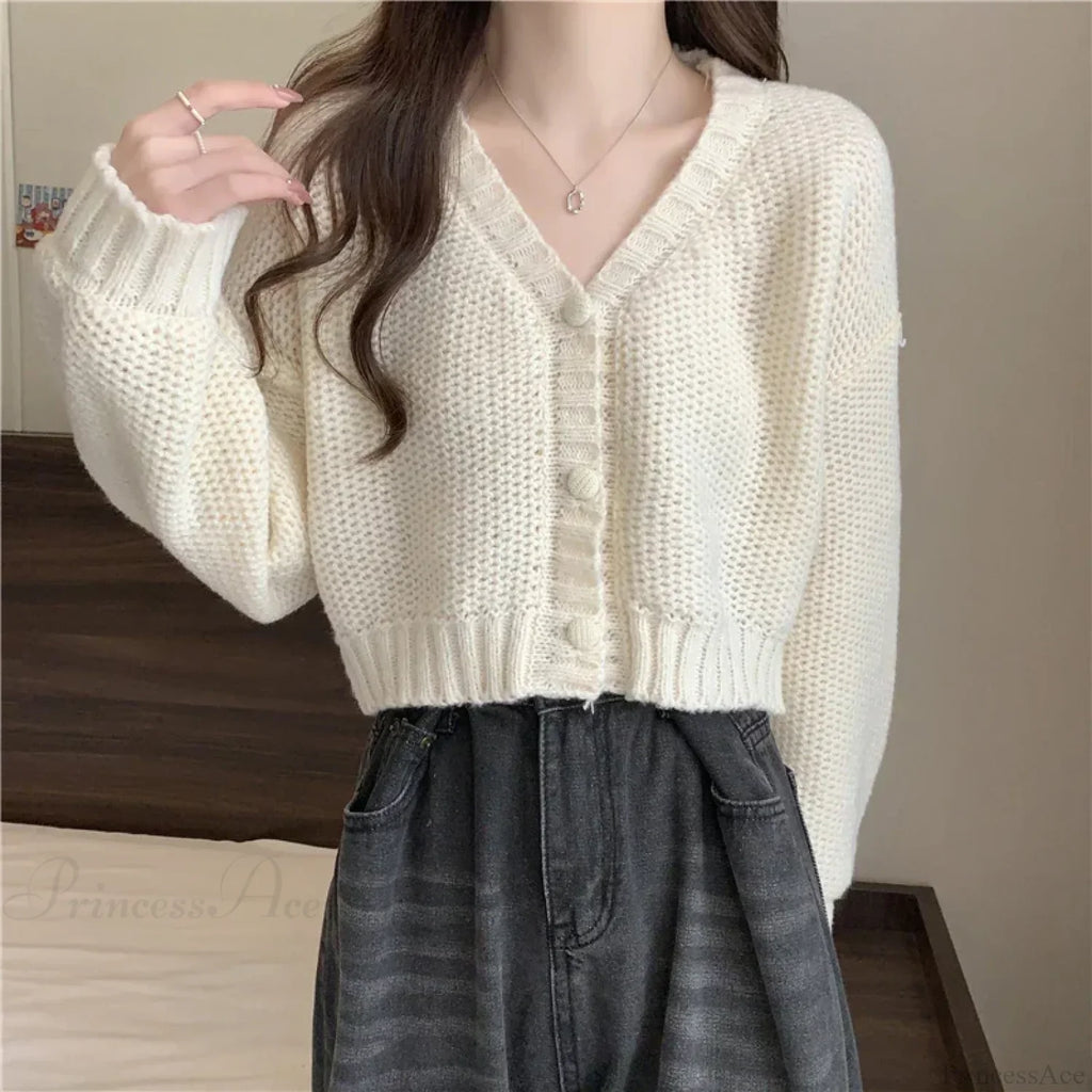 V-neck Button-Up Knit Cardigan image 11